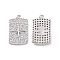 Brass Micro Pave Clear Cubic Zirconia Pendants, Cadmium Free & Nickel Free & Lead Free, Rectangle with Star Charms, Platinum, 21.5x13x2.5mm, Hole: 1.6mm