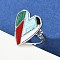 Heart 304 Stainless Steel Enamel Finger Rings for Women, Colorful, Stainless Steel Color, Heart: 21.5x18mm, Inner Diameter: 16mm