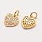Brass Micro Pave Grade AAA Cubic Zirconia Charms, Long-Lasting Plated, Heart, Cadmium Free & Nickel Free & Lead Free, Real 18K Gold Plated, 11x10x2mm, Hole: 3mm
