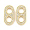 Brass Micro Pave Clear Cubic Zirconia Connector Charms, Oval Links, Cadmium Free & Nickel Free & Lead Free, Real 18K Gold Plated, 18x9x2mm, Hole: 4.5x5mm