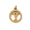 304 Stainless Steel Charms
with Jump Ring, Golden, Ring with Letter Charm, Letter Y, 14.5x12x1.5mm, Hole: 3mm