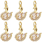 8Pcs Rack Plating Brass Micro Pave Cubic Zirconia Pendants, with Jump Ring, Swan, Real 18K Gold Plated, 13.5x12.5x2.8mm, Hole: 3.2mm