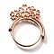 Alloy Open Back Bezel Pendants, For DIY UV Resin, Epoxy Resin, Cadmium Free & Nickel Free & Lead Free, Flat Round with Flower, Rose Gold, 36.5x32x3.5mm, Hole: 1.5mm