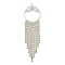 Brass Rhinestone Pendants, Flat Round, Cadmium Free & Lead Free, 89x25x5mm, Hole: 2.5mm