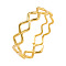 304 Stainless Steel Wave Round Ring, Jewelry for Women, Real 18K Gold Plated, Inner Diameter: 17mm