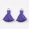 Polycotton(Polyester Cotton) Tassel Pendant Decorations, with Iron Findings, Light Gold, Medium Purple, 20~30x7~8mm, Hole: 5mm