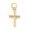 Brass Pendants, Cross Charms, with Jump Ring, Long-Lasting Plated, Lead Free & Cadmium Free, Real 18K Gold Plated, 15x8x1.5mm, Hole: 3.5mm