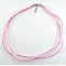 Jewelry Making Necklace Cord, Organza Ribbon & Waxed Cotton Cord & Platinum Plated Iron Clasp, Pearl Pink, 16.9 inch(43cm), 6mm