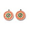 304 Stainless Steel Charms, with Enamel, Flat Round with Sun Charm, Stainless Steel Color, 13.5x11.5x1.5mm, Hole: 1mm
