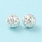 Brass Filigree Beads, Round, Silver Color Plated, 6mm, Hole: 0.6mm