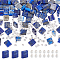 1 Strand Square Natural Lapis Lazuli Beads Strands, with 100Pcs Silver Color Plated Round Brass Beads, 5.5x5.5x2.5mm, Hole: 0.8mm, about 71pcs/strand, 15.24 inch(38.7cm)