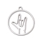 304 Stainless Steel Pendants, Laser Cut, Flat Rounnd with Cheer Up Gesture Charm, Anti-Tarnish, Stainless Steel Color, 20.5x18x1mm, Hole: 1.5mm