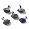 Natural Lapis Lazuli Pointed Pendants, Faceted Bullet Charms, with Platinum Tone Iron Snap on Bails, 12.5~13x15.5~17x9~10mm, Hole: 7x3.5mm