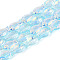 Transparency Electroplate Glass Beads Strands, Fish, AB Color Plated, Half Plated, Sky Blue, 15x8.1x5mm, Hole: 0.9~1mm, about 55pcs/strand, 25.59''(65cm)