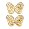 Rack Plating Brass Cubic Zirconia Butterfly Connector Charms, Lead Free & Cadmium Free, Real 18K Gold Plated, Clear, 23.5x15.5x2mm, Hole: 1.6mm