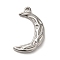 Non-Tarnish 304 Stainless Steel Pendants, Moon Charms, Stainless Steel Color, 20x12x3mm, Hole: 1.6mm
