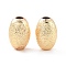 Eco-Friendly Brass Textured Beads, Cadmium Free & Lead Free, Real 18K Gold Plated, 12x8mm, Hole: 3mm