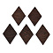 Natural Wenge Wood Pendants, Undyed, Rhombus Charms, Coconut Brown, 38x25x3.5mm, Hole: 2mm