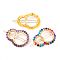 Alloy Hollow Geometric Natural Gemstone Beads Hair Barrettes, Ponytail Holder Statement, with Hair Accessories for Women, Interlink Rings Shape, 64mm, Rings: 54x40x4mm, Beads: 4~4.5mm