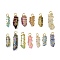 Electroplated Natural Quartz Crystal Pendants, Nuggets Charms with Copper Wire Loops, Mixed Color, Golden, 25~46x7.5~17x7~12.5mm, Hole: 4mm