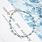 Christmas Brass Evil Eye Enamel Link Chain Anklets for Women, Golden, Dark Turquoise, 8-1/4 inch(210mm)