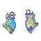 304 Stainless Steel Pendants, with Crystal Rhinestone, Owl, Rainbow Color, 20x11x3mm, Hole: 1.6mm
