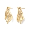 Brass Stud Earring Findings, Cadmium Free & Nickel Free & Lead Free, Palm, Real 18K Gold Plated, 23.5x12mm, Hole: 1.2mm, Pin: 0.8mm
