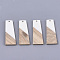 Resin & Walnut Wood Pendants, Trapezoid, White, 49~49.5x19~19.5x3.5mm, Hole: 2mm