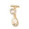 Real 18K Gold Plated Brass Micro Pave Clear Cubic Zirconia Toggle Clasps, Cadmium Free & Nickel Free & Lead Free, with Natural Shell, Irregular Oval, Seashell Color, Pendant: 16x8.5x5mm, Hole: 1.2mm; Bar: 13x4x1.8mm, Hole: 1.2mm; Ring: 8.5x16x1.9mm, Hole: 1mm