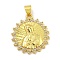Virgin Mary Theme Rack Plating Brass Micro Pave Cubic Zirconia Pendants, Long-Lasting Plated, Cadmium Free & Lead Free, Real 18K Gold Plated, Flat Round, 22x20x3mm, Hole: 4.5x3.5mm