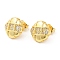 Clear Cubic Zirconia Flower Stud Earrings, Rack Plating Brass Earrings for Women, Lead Free & Cadmium Free, Real 18K Gold Plated, 13x13mm