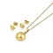 Vacuum Plating 304 & 201 Stainless Steel Jewelry Sets, Pendant Necklaces and Stud Earrings, Half Round, Golden, 17.48 inch(44.4cm)