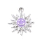 Alloy Enamel Pendants, with Crystal Rhinestone, Smiling Sun Charms, Platinum, Lilac, 22.5x19.5x2.5mm, Hole: 2mm