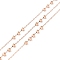 Ion Plating(IP) 304 Stainless Steel Satellite Chains, Cable Chains with Round Beads, Soldered, with Spool, Rose Gold, Link: 1.5x1x0.2mm, Beads: 3mm, about 32.8 Feet(10m)/roll