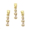 Rack Plating Real 18K Gold Plated Brass Pendants, with Cubic Zirconia, Long-Lasting Plated, Lead Free & Cadmium Free, Teardrop, Clear, 16x4x5mm, Hole: 5x3.5mm