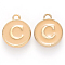 Golden Plated Alloy Enamel Charms, Cadmium Free & Lead Free, Enamelled Sequins, Flat Round with Letter, Wheat, Letter.C, 14x12x2mm, Hole: 1.5mm