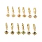 Rack Plating Brass Micro Pave Cubic Zirconia Huggie Hoop Earrings, Dangle Earing, Long-Lasting Real 18K Gold Plated, Lead Free & Cadmium Free, Shining Star, Mixed Color, 24.5mm, Pin: 0.7mm