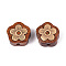Natural Sandalwood Mala and Brass Finding Beads, Undyed, Plum Blossom, 14.2x14.5x6.5~7mm, Hole: 2mm