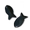 Natural Obsidian Pendants, Fish Charms, 38x20mm