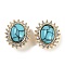 Synthetic Turquoise Sew on Rhinestone, with Brass Micro Pave Cubic Zirconia Findings, Cadmium Free & Nickel Free & Lead Free, Oval, Real 18K Gold Plated, 13x11x8.5mm, Hole: 1.5mm