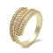 Brass Micro Pave Cubic Zirconia Open Cuff Ring, Cadmium Free & Lead Free, Real 16K Gold Plated, Inner Diameter: 17mm