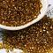 Spray Painted Glass Seed Beads, Peanut, Goldenrod, 4~5x2~2.5x2~2.5mm, Hole: 0.8~0.9mm, about 8500pcs/pound