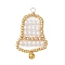 Glass Pearl Beads Pendants,  Bell Charm, White, 48x28x6mm, Hole: 3.7mm