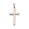 Non-Tarnish 304 Stainless Steel Pendants, Religion, Cross Charm, Stainless Steel Color, 43.5x24x3.5mm, Hole: 9x4.8mm