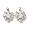 Brass Micro Pave Cubic Zirconia Pendants, Cadmium Free & Nickel Free & Lead Free, with Shell, Heart, Platinum, 17x16x5mm, Hole: 5x3mm