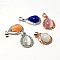 Cat Eye Pendants, with Brass Rhinestone Pendant Settings, teardrop, Mixed Color, 22x14x6mm, Hole: 4x5mm