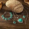 Heart Synthetic Turquoise Pendant Necklaces & Dangle Earrings & Link Bracelets Sets, Alloy Jewelry Sets, Antique Silver, 520~570mm