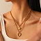 2Pcs 304 Stainless Steel Wing Heart Pendant Double Layer Necklaces for Women, Golden, 16.26 inch(41.3cm) and 18.31 inch(46.5cm)