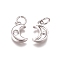 Brass Charms, with Cubic Zirconia and Jump Rings, Heart, Clear, Platinum, 10.5x7x2mm, Hole: 3mm