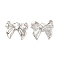 Rack Plating Alloy Glass Pendants, Cadmium Free & Lead Free, Bowknot Charms, Platinum, 20.5x24x6mm, Hole: 1.6mm